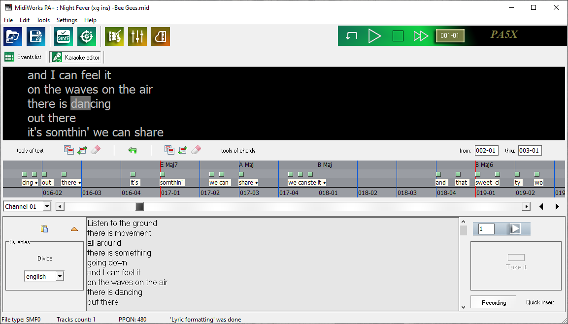 Edytor Karaoke MidiWorks PA+
